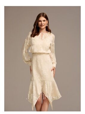 JJs House Cream Textured High-Low Midi Dress